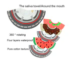 Fruit Cake Print Round Baby Absorbent Bib 360 Rotating Feeding Saliva Towel- Lime Lemon