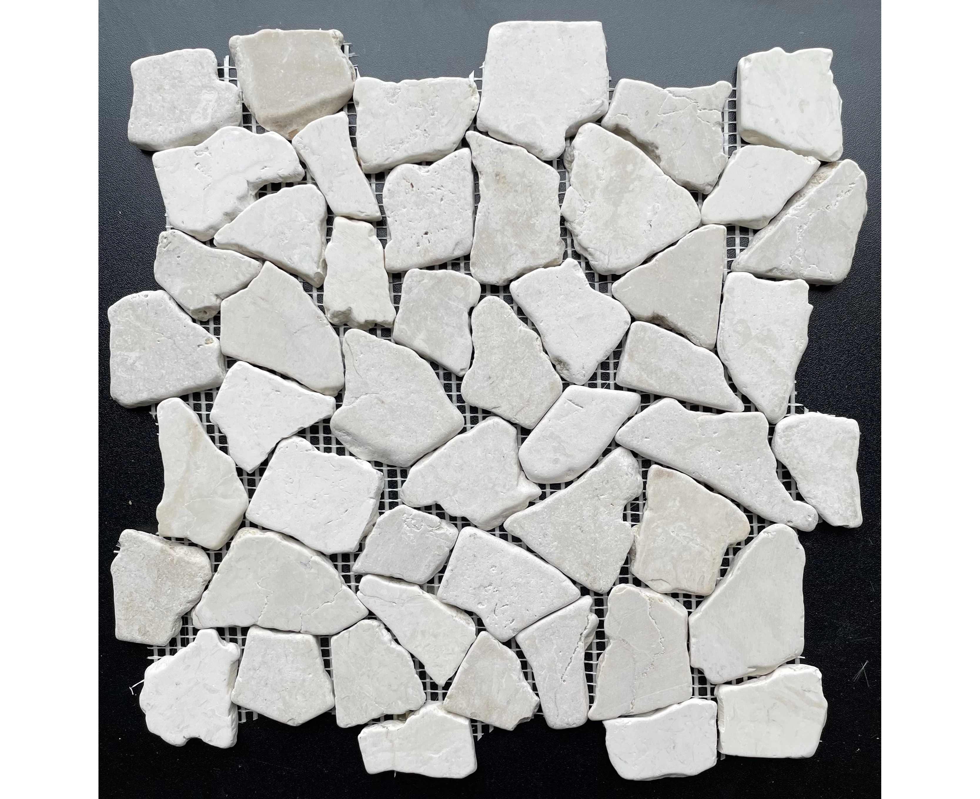 Mosaic Matt - Bianco Flat Random - 300mm x 300mm - Perfect for Indoor & Outdoor Spaces Landscaping, Decorative Walling & Flooring