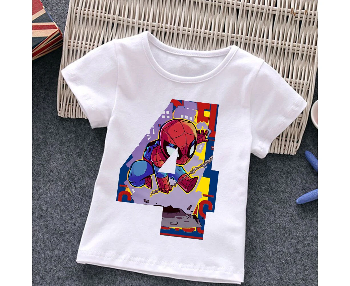 Spiderman Children T-shirts Birthday Number 123456789 Marvel T Shirt Kid Cartoons Kawaii Casual Clothes Super Hero Boy Girl Tops / Mw1265 / 1t