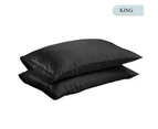 Queen/KING Silk Satin Pillow Case Bedding Pillowcase Smooth Home - Black