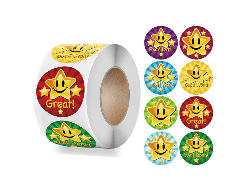 500pcs Star Reward Stickers Roll,Teacher Reward Motivational Sticker for Student,Self-Adhesive - 1 -inch