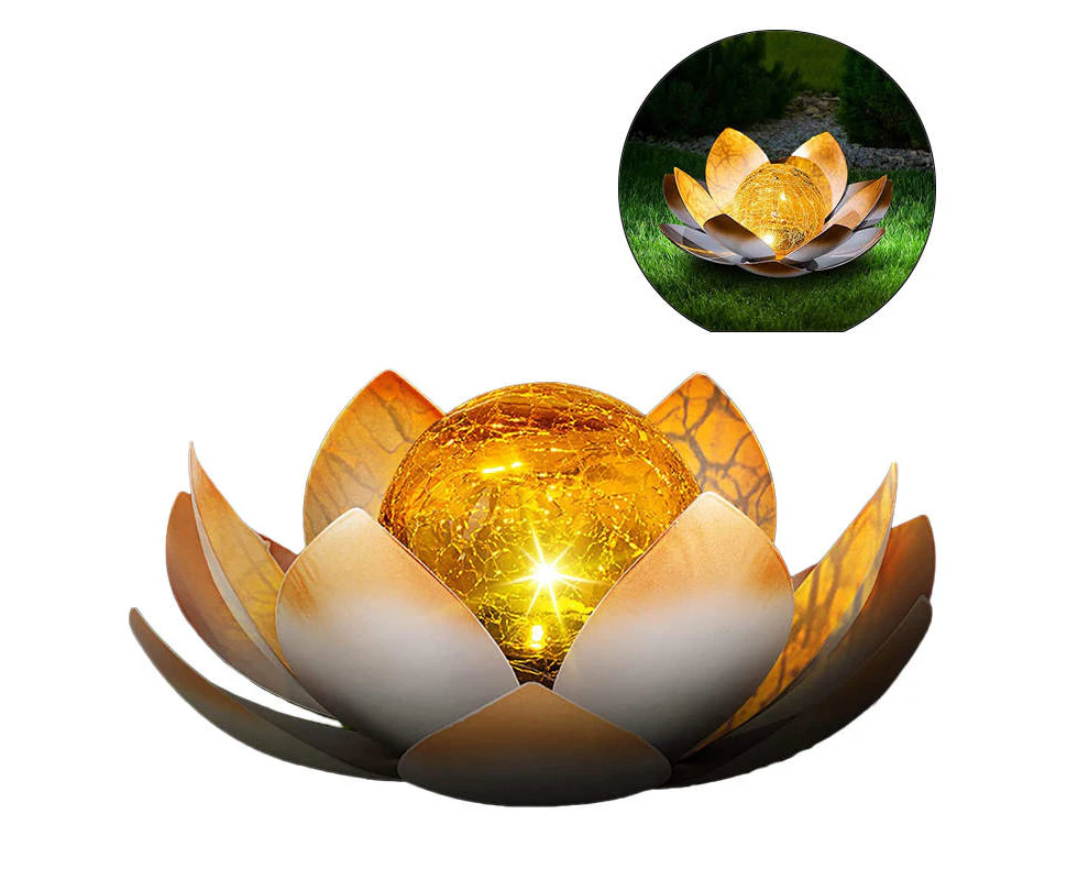 MadeSmart Solar Powered Lotus Lights Art Cracked Glass Ball Waterproof Garden Light for Pathway Lawn Patio