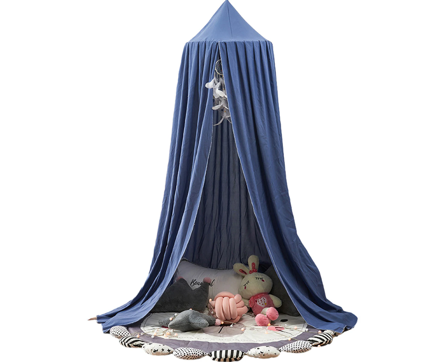 Bed Canopy for Girls, Soft Princess Canopy for Girls Bed, Dreamy Decor Frills Bed Canopies for Kids Room, Hanging Canopy Bedding Drapes Toddler Reading N