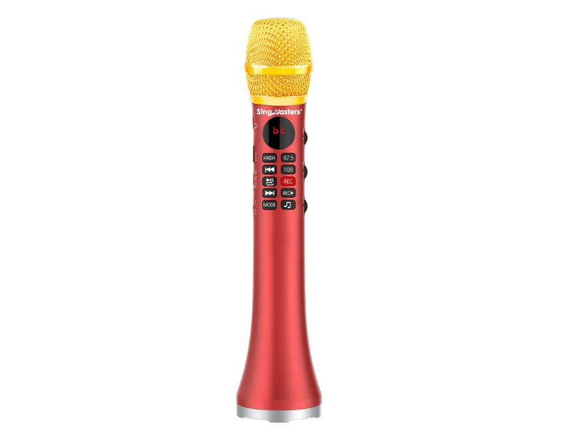 SingMasters SM30 CarPool Karaoke Machine Microphone Bluetooth Speaker,Wireless,Handheld Portable,Rechargeable,Party Singing for Kids and Adults - Red