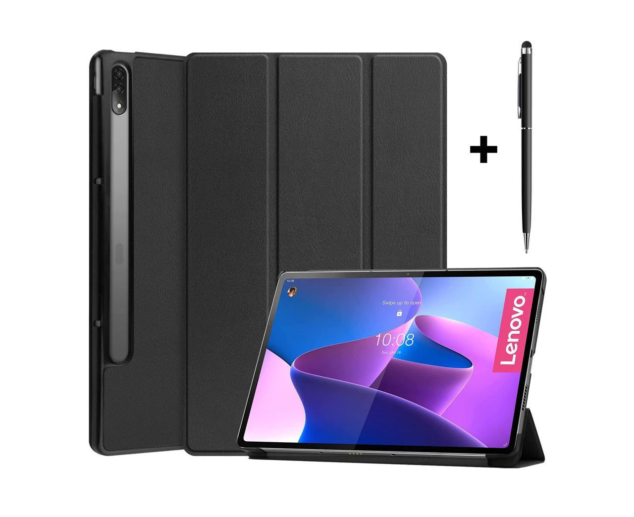 Case for Lenovo Tab P12 Pro 12.6 inch 2021 TB-Q706F TB-Q706Z, Lightweight Slim Shell Stand Cover with Auto Sleep Wake Black