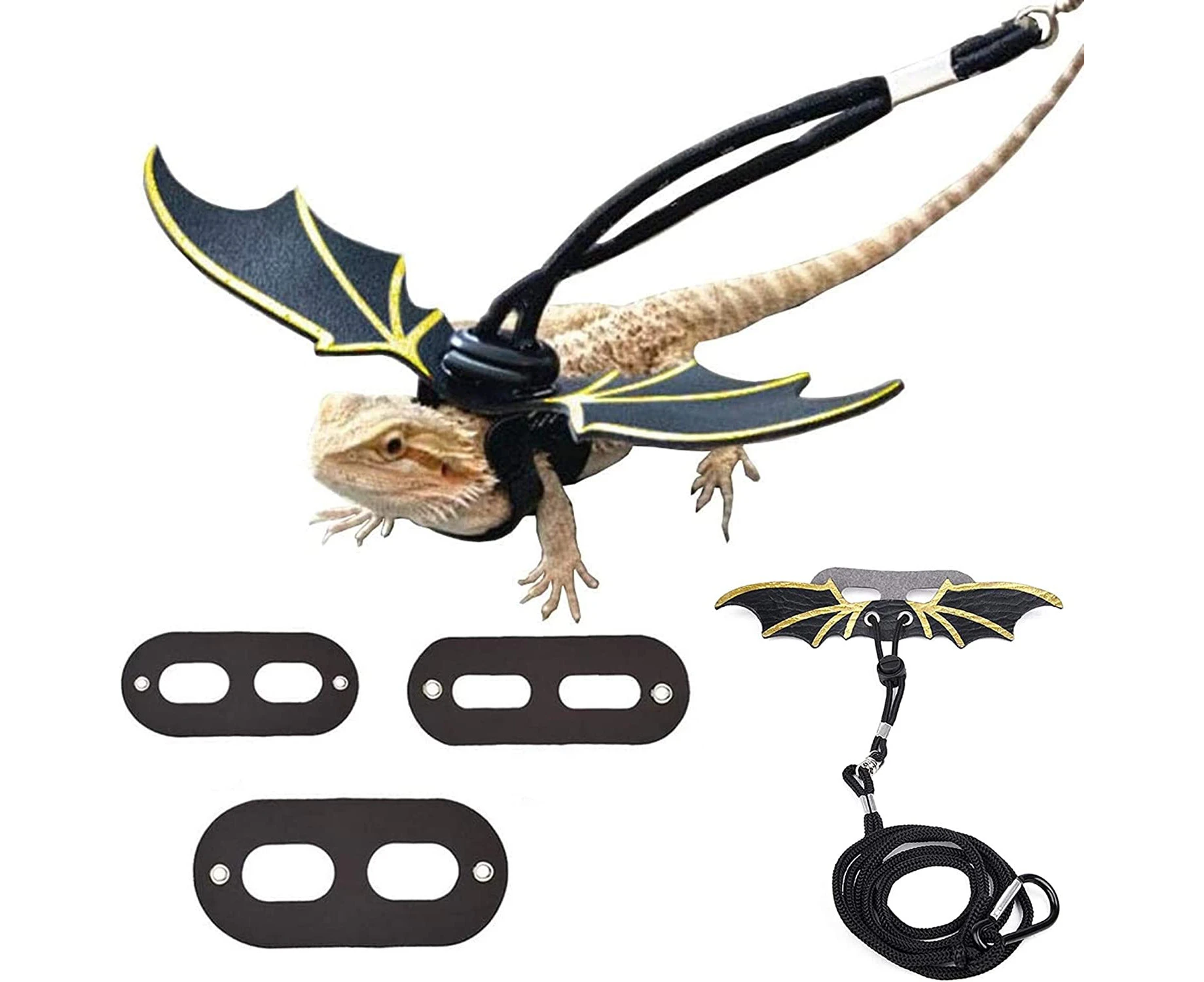 Adjustable Lizard Leash Bearded Dragon Harness Cool Leather Wings