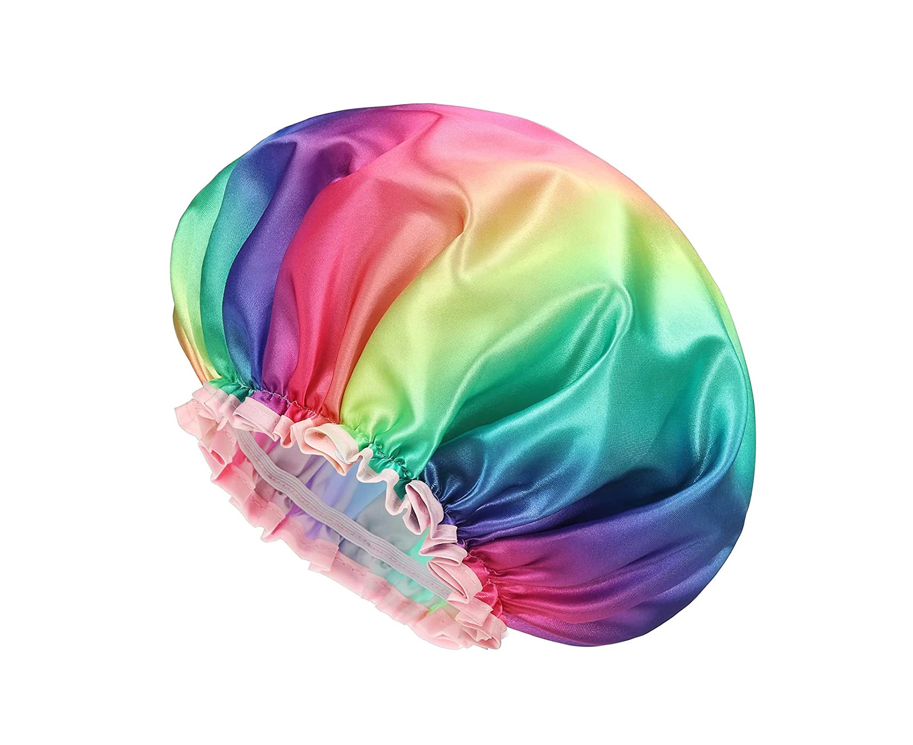 Shower Cap,2Pcs Rainbow Shower Caplarge Shower Cap Rainbow Series, Double Waterproof Hair Cap For Long Hair,2 Rainbow Shower