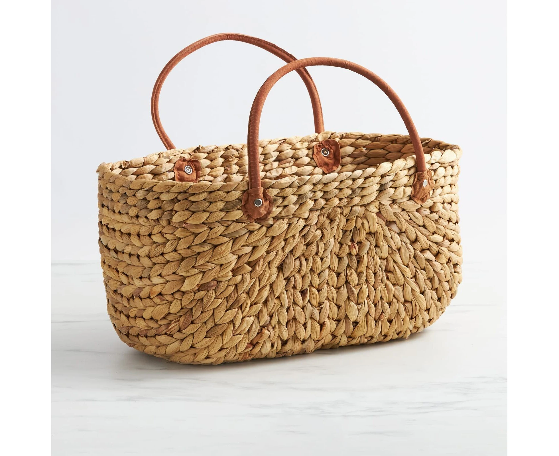 Carry Basket with Suede Handle Large