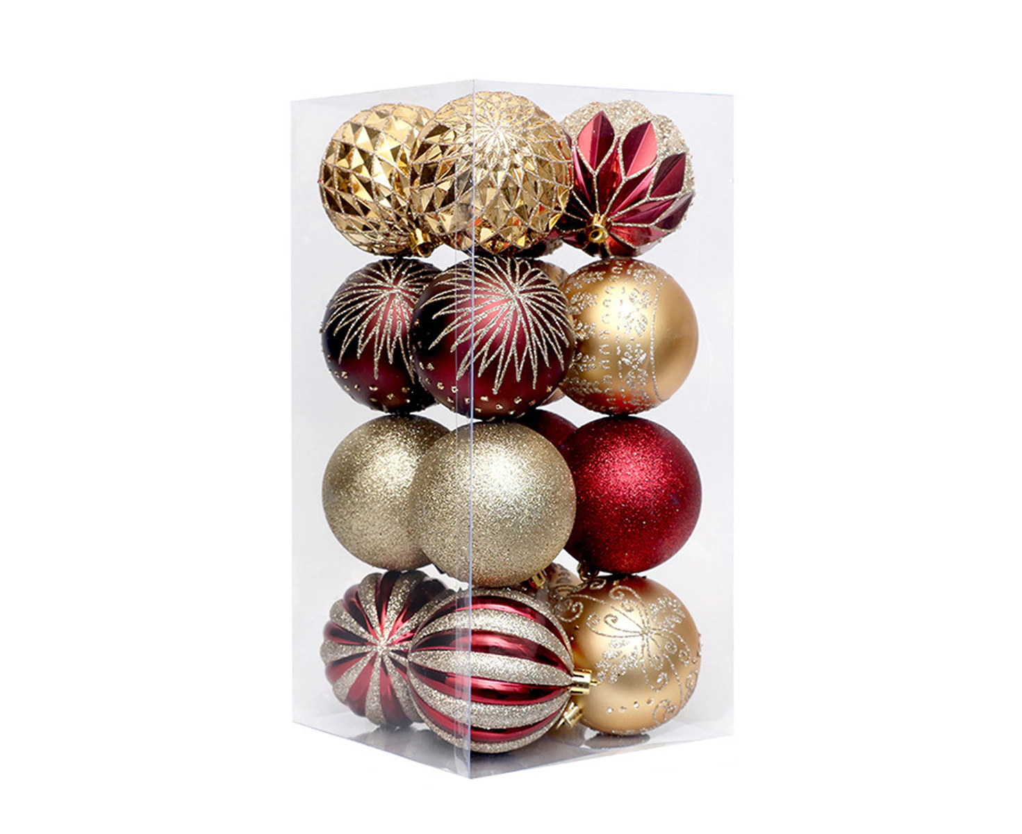 16pcs Christmas Balls Ornaments Shatterproof Colorful Glittering Baubles Set Xmas Tree Pendants Holiday Party Balls Decoration8cmRed Gold