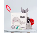 Baby Cloth Book High Contrast Visual Stimulation Early Education Black White Animal Tail Baby Book Toy for 0-1 Years Old- A