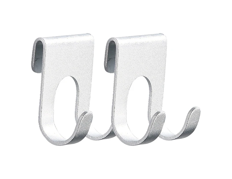 2Pcs Coat Hook Heavy Duty Punch-free Mini Aviation Aluminum Free Hole Towel Wall Rack for Kitchen - Silver