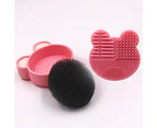 SunnyHouse Cute Bear Shape Makeup Brush Cleaning Box Eye Shadow Blush Powder Sponge Dry Tool-Pink