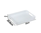 White Serving Tray with Handles Stackable Rectangle Plastic Serving Platter