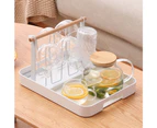 White Serving Tray with Handles Stackable Rectangle Plastic Serving Platter