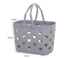 Bath Basket Quick Drainage Anti-slip Heart-shaped Holes Multi-functional Reusable Bathroom Storage Basket Washroom Supplies - Grey