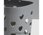 Bath Basket Quick Drainage Anti-slip Heart-shaped Holes Multi-functional Reusable Bathroom Storage Basket Washroom Supplies - Grey