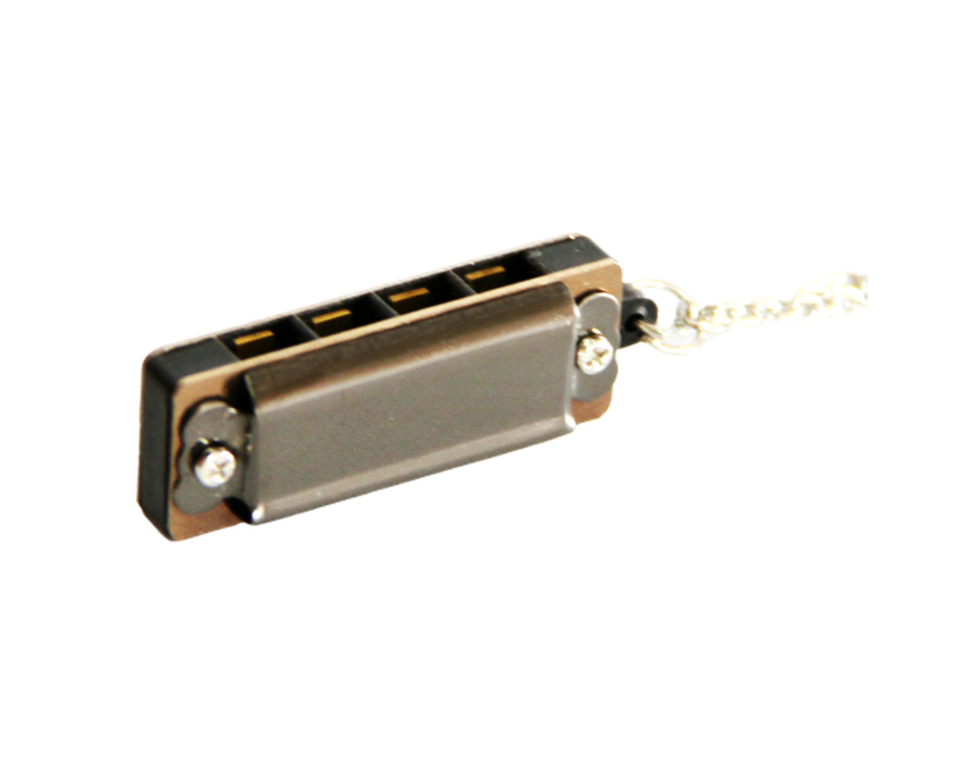 8 Tone 4 Holes Mini Harmonic Pendant Metal Musical Instrument Toys Harmonica Pendant for Gift - Black