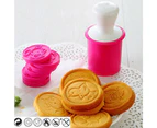 6Pcs/set Cookie Stamp With 6 Patterns Cutter Christmas Biscuit Mould Tools - Rose red