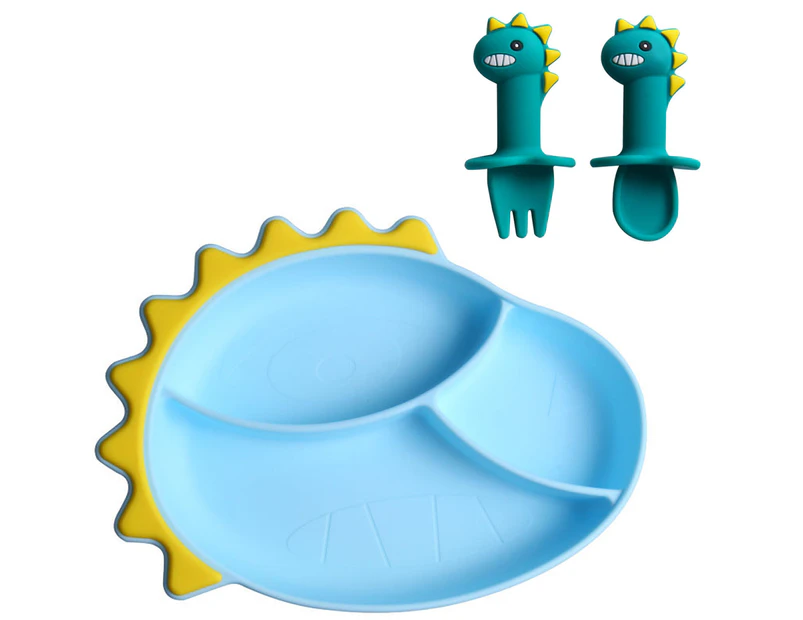 Silicone Toddler Plates,Suction Plates for Baby with Spoon and Fork Set
