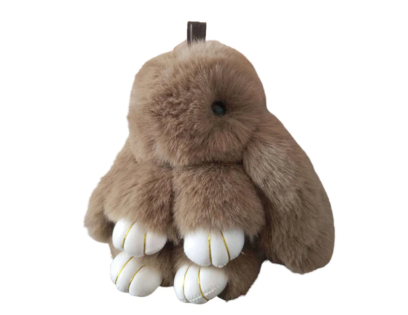 Bunny Keychain Faux Plush Cute Rabbit Doll Plushies Backpack Decor Colored Stuffed Rabbit Pendant Children Doll Toy Birthday Gift-Brown 18cm