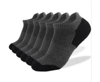 6 Pairs Mens Cushion Ankle Socks Men Low Cut Comfort Breathable Casual Socks, Running Socks Non-Slip Breathable Sports Hiking Socks, Dark gray -M - M