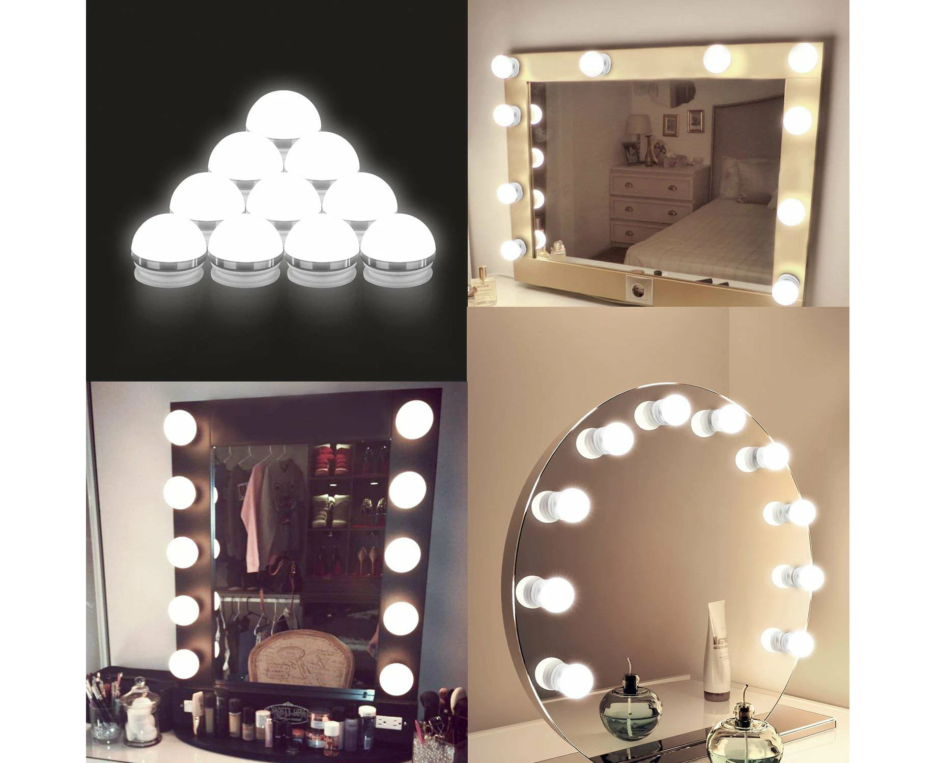 Vanity Lights For Mirror,Diy Hollywood Lighted Makeup Vanity Mirror With Dimmable Lights,Stick On Led Mirror Light Kit For Vanity Set,Plug In Makeup Light