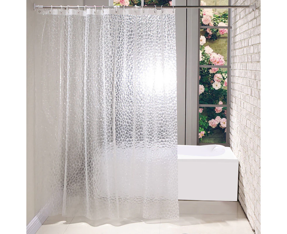 Bath Shower Curtain Waterproof Liner 3D Water Cube Clear Bathroom Curtains 180x200CM Extra Long