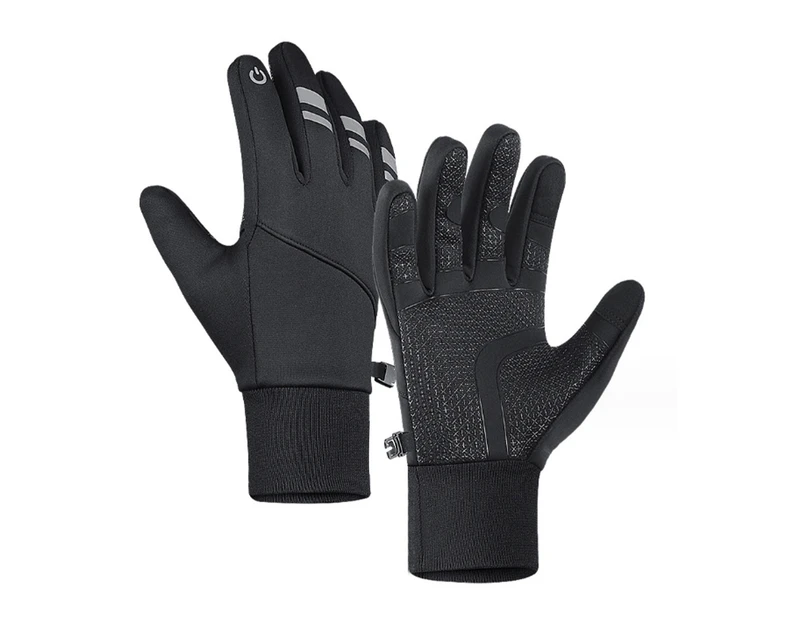 Winter Waterproof Warm Gloves Men Women Touch Screen Gloves for Running Cycling Driving and Outdoor Work(Black),L