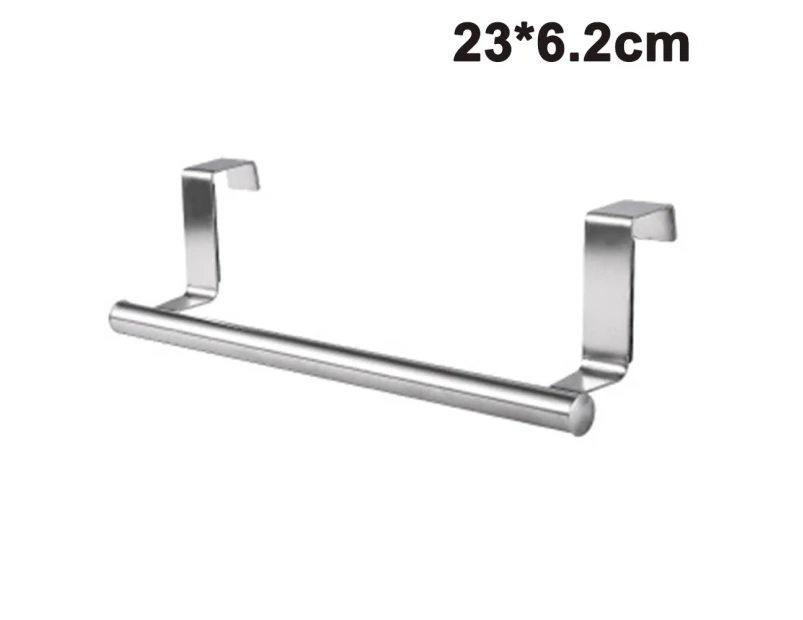 Modern Towel Bar with Hooks for Bathroom and Kitchen, Brushed Stainless Steel Towel Hanger Over Cabinet