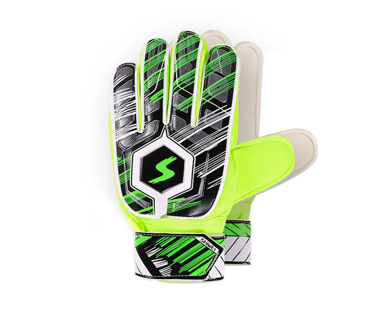 Youth Soccer Goalkeeper Gloves With Finger Protection And Dual Wrist Protection,Green, 5