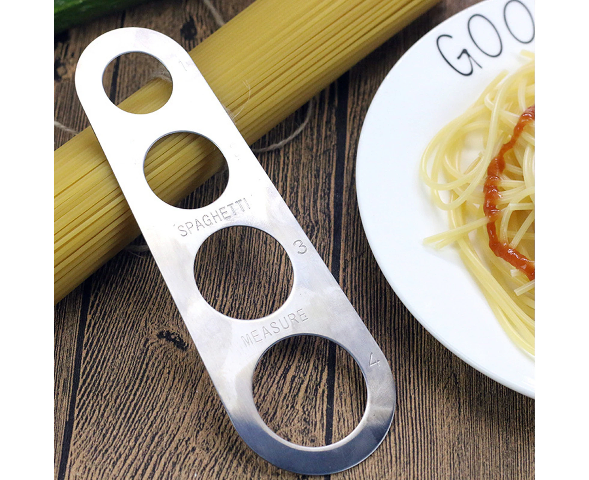 Mbg Spaghetti Measurer Rust Resistant 4 Holes Stainless Steel Household Pasta Measure for Kitchen-Stainless Steel - Stainless Steel