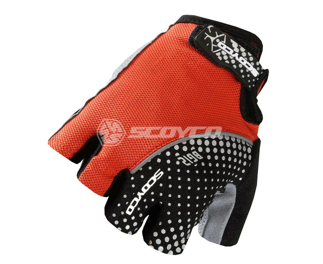 Cycling Gloves Bicycle Bike Half Fingers Gloves Anti Skid Silicone Scoyco BG12 - Red