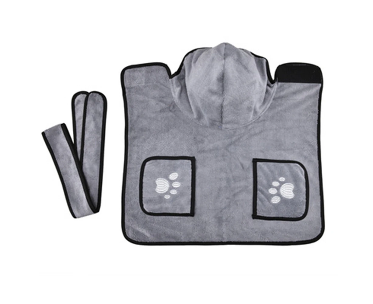 Pet Drying Towel Dog Blanket Microfiber Dog Bathrobe Puppy Cat Absorbent Quick Dry Towel Super Soft Bath Towel—Grey—M