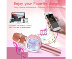 Wireless Bluetooth Karaoke Microphone, Portable Kids Microphone Karaoke Player Speaker with LED & Music Singing Voice Recording-Rose Pink