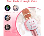 Wireless Bluetooth Karaoke Microphone, Portable Kids Microphone Karaoke Player Speaker with LED & Music Singing Voice Recording-Rose Pink