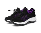 ishuif Women Lace-up Arch Support Breathable Sneakers Running Platform Tennis Shoes-Purple - Purple