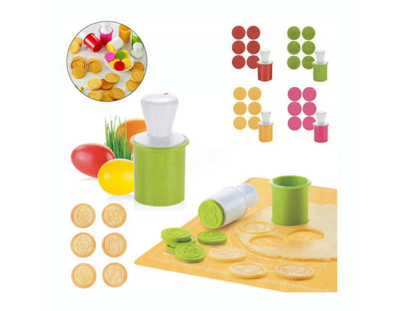 6Pcs/set Cookie Stamp With 6 Patterns Cutter Christmas Biscuit Mould Tools - Green