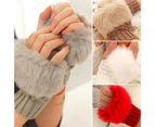 1 Pair Outdoor Winter Hand Warmer Breathable Girl Half Finger Gloves Mittens Camel