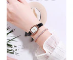 Fashion Pink Leather Belt Watches For Women Simple Barrel Dial Ladies Dress Quartz Watch Casual Bracelet Fine Band Wristwatch - Red