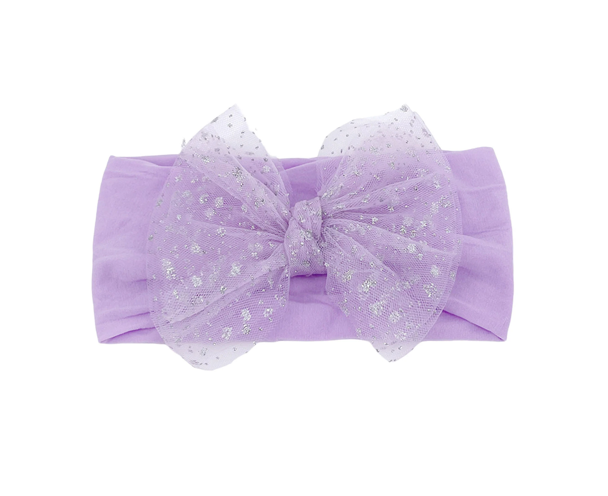 Baby Hair Band Attractive Comfortable to Wear Soft-touching Summer Toddlers Girls Bow Headband with Net Yarn Sequins Birthday Gift -Purple