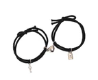 2Pcs Couple Bracelet Unique Key Lock Heart Shape Design Stylish Simple Bracelet For Parties Dating