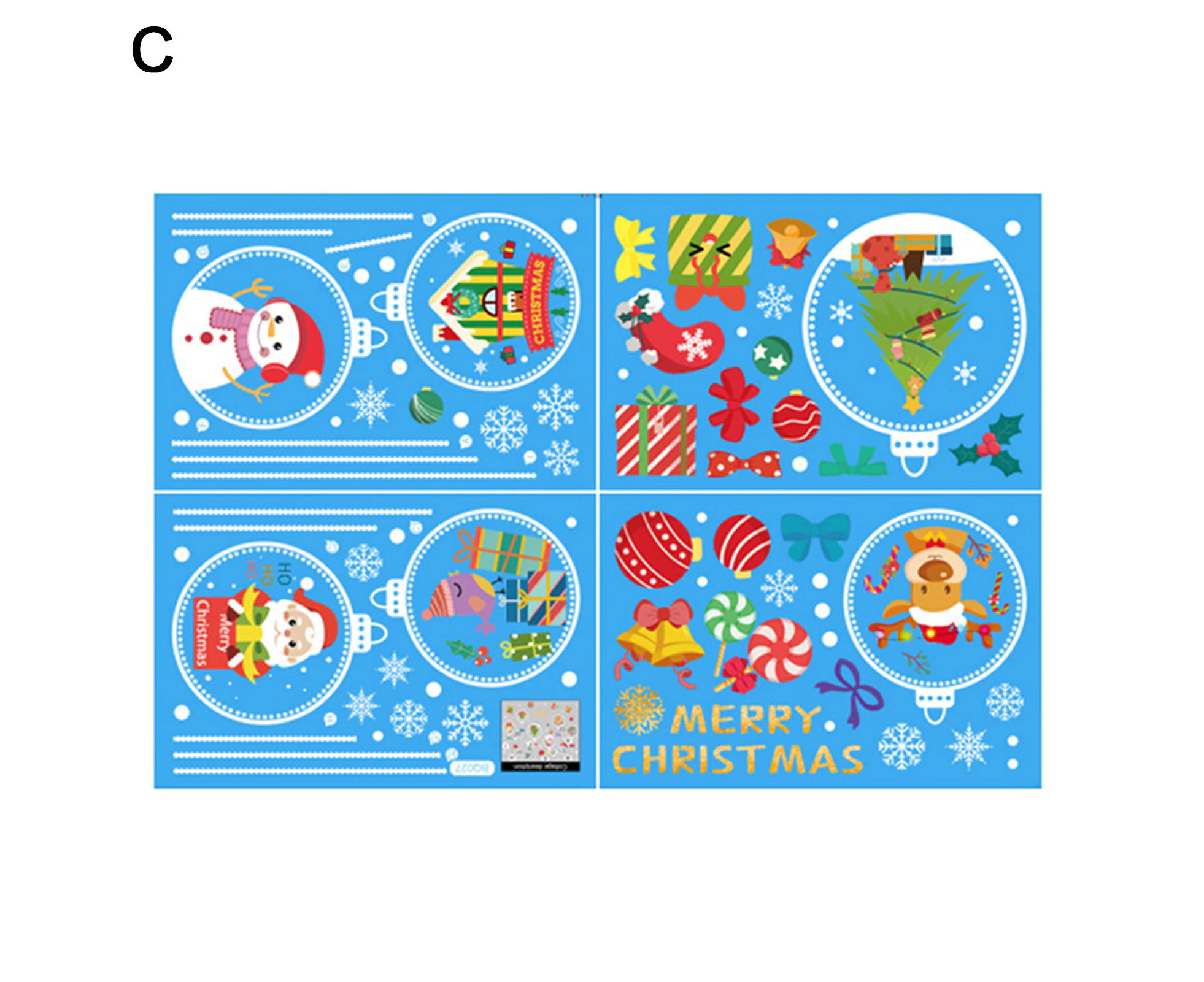 Fufu Christmas Style Window Sticker Eye-catching PVC Creative Santa Claus Pattern Decals Party Supplies-Style C