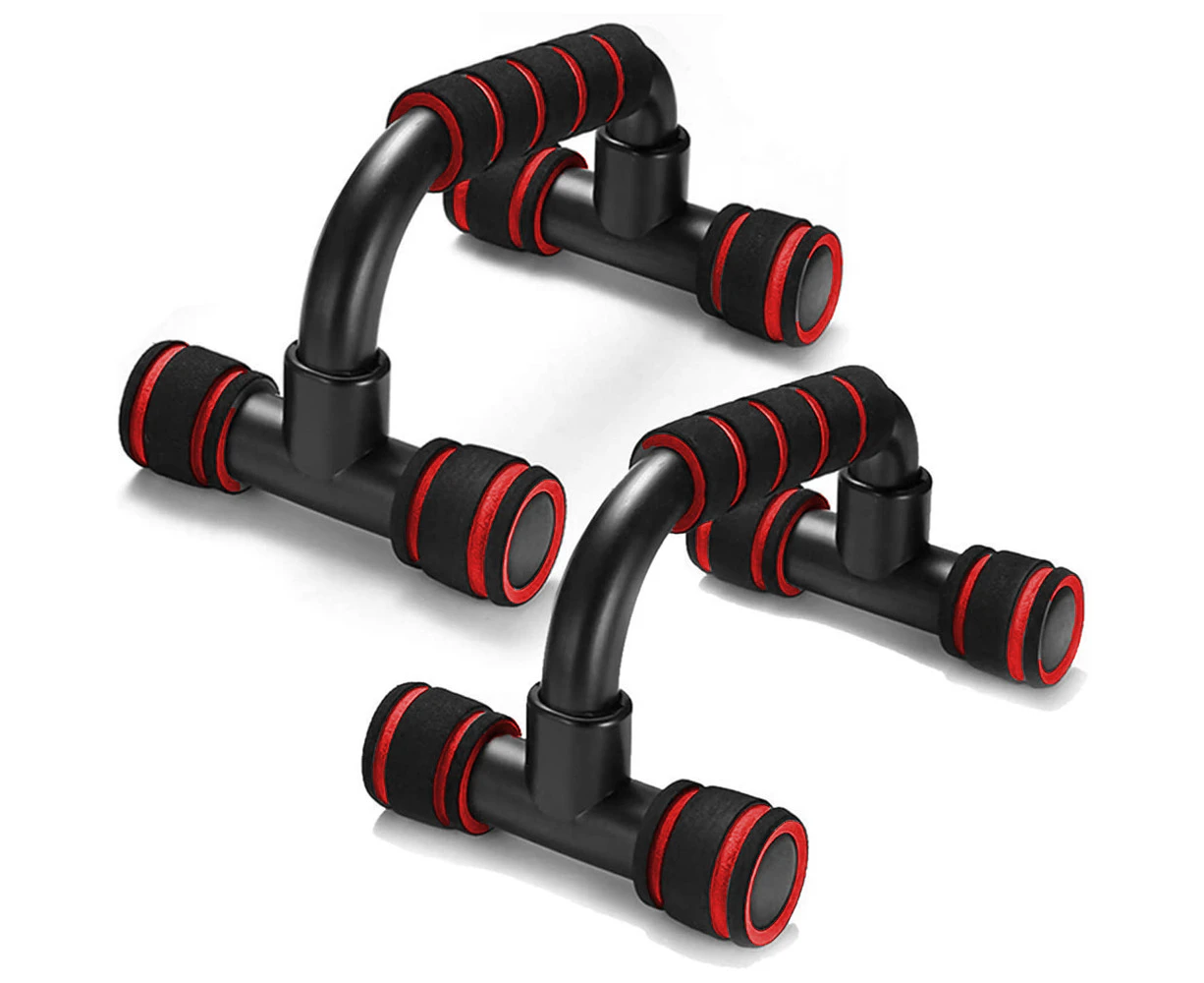 Push Up Bars,Pushup Handle with Cushioned Foam Grip,Black red