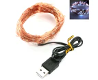 Erlez 2/5/10m Waterproof Copper Wire 5V USB LED Fairy String Light Wedding Party Decor-White 10M