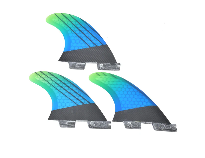 Fiberglass Fcs2 Stylish Blue Green Gradient Surfboard Tail Fin Flexible Surfing Accessory