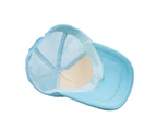 Unisex Summer Breathable Plain Mesh Baseball Cap Adjustable Snapback Sunhat-Light Blue + White