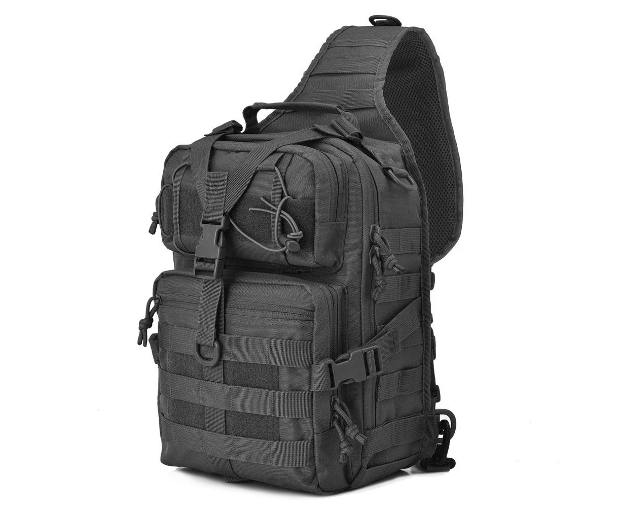 Bestjia Men Waterproof Oxford Fabric Tactical Shoulder Corssbody Sling Bag Chest Pack - Black