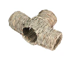 Hideaway Grass Tunnel Toy Straw House with Four Open Entrances for Rats Syrian Hamster Ferrets Guinea Pig