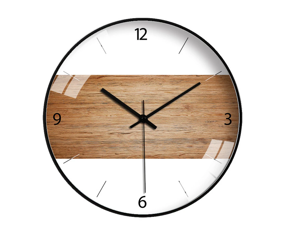 Nordic Silent Clock Simple Modern Clock Wall Clock Wood Grain Color Fashion Creative Wall Watch,12 Inches