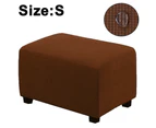 Easy-Going Stretch Ottoman Cover Folding Storage Stool Furniture Protector Soft Rectangle Slipcover With Elastic Bottom,Light Coffee, S
